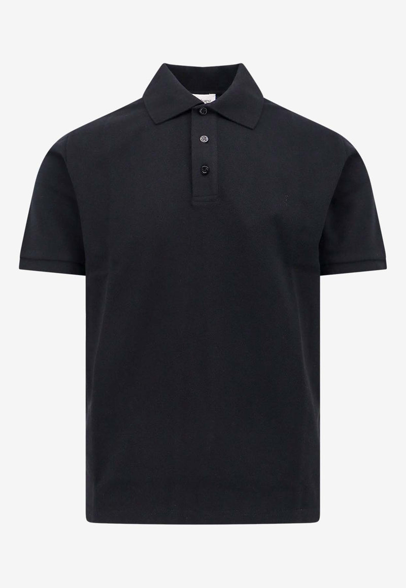 Saint Laurent Cassandre Embroidered Polo T-shirt Black 798944Y37HC_1000