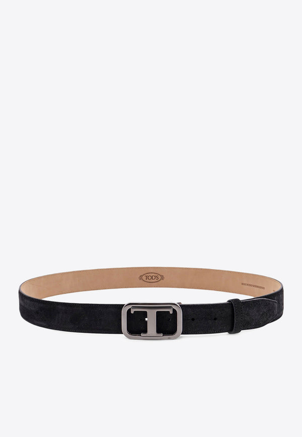 Tod
s T Monogram Suede Belt Black XCMCQR70100GRC_B999