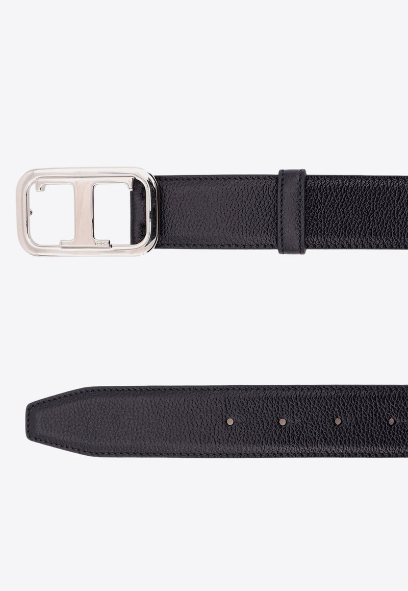 Tod
s T Monogram Leather Belt Black XCMCQR70100SUN_B999