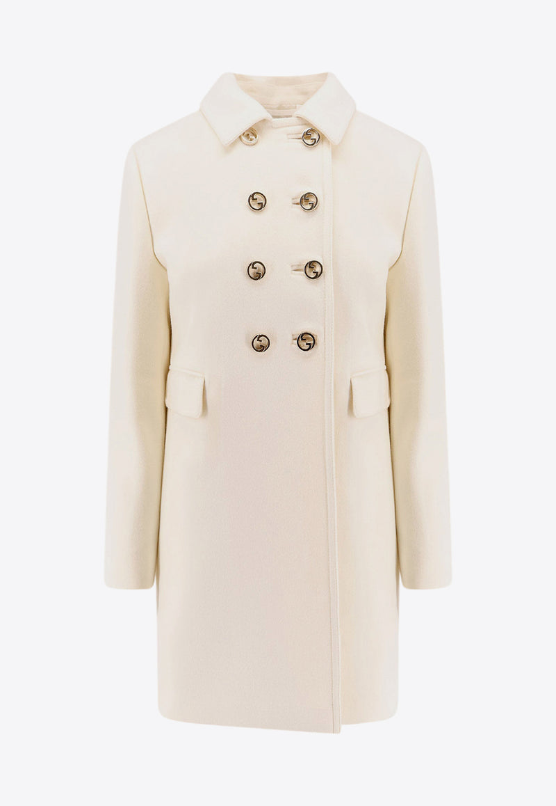 Gucci Double-Breasted Wool Coat White 789891ZHW03_9011