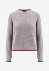 Gucci Web Stripe Cashmere Sweater Gray 797976XKD62_1127