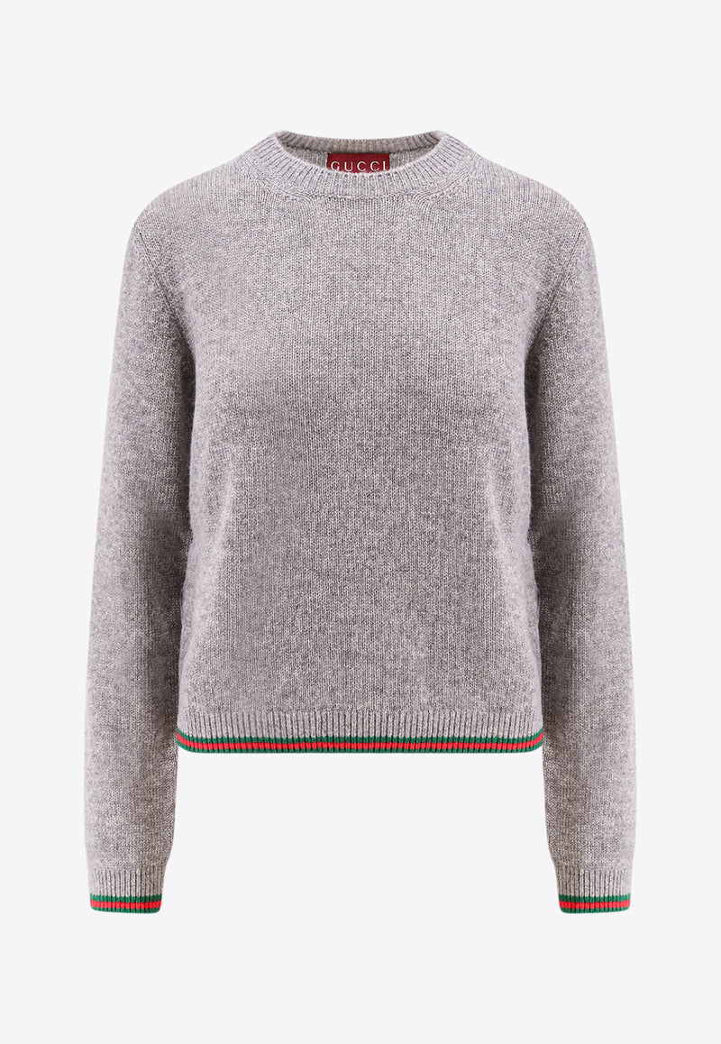 Gucci Web Stripe Cashmere Sweater Gray 797976XKD62_1127