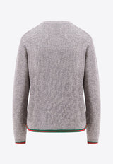 Gucci Web Stripe Cashmere Sweater Gray 797976XKD62_1127