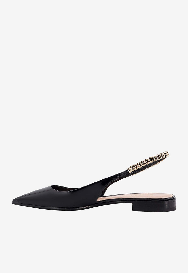 Gucci Signoria Leather Pointed-Toe Flats Black 786599BNC80_1000