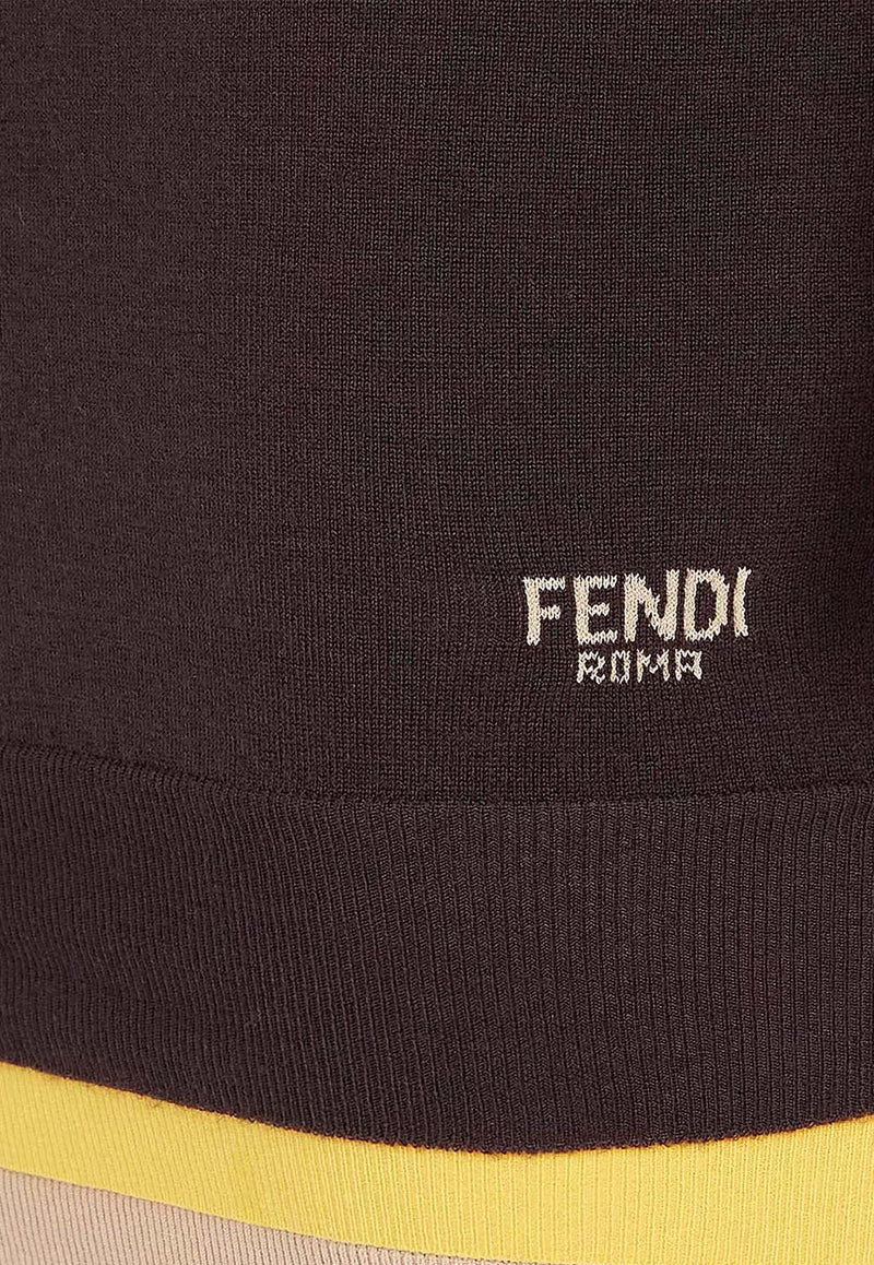 Fendi Ribbed Crewneck Mini Dress Purple FZDC36ASJG_F0AU3