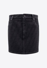 Fendi FF Jacquard Mini Denim Skirt Black FLQ583AT1B_F0GME