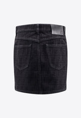 Fendi FF Jacquard Mini Denim Skirt Black FLQ583AT1B_F0GME