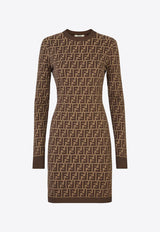 Fendi FF Monogram Mini Dress Brown FZDC83ASJT_F0GGE