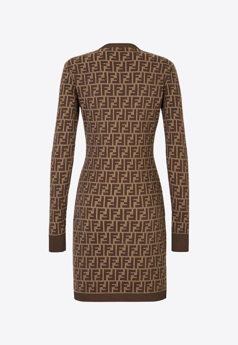 Fendi FF Monogram Mini Dress Brown FZDC83ASJT_F0GGE