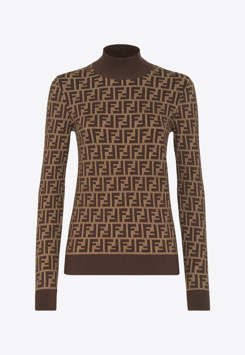 Fendi FF Monogram High-Neck Sweater Brown FZXC73ASJT_F0GGE