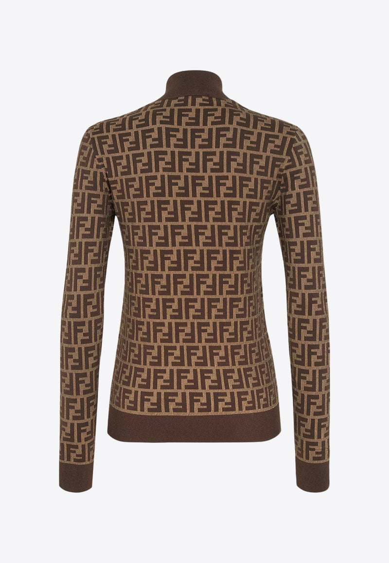 Fendi FF Monogram High-Neck Sweater Brown FZXC73ASJT_F0GGE