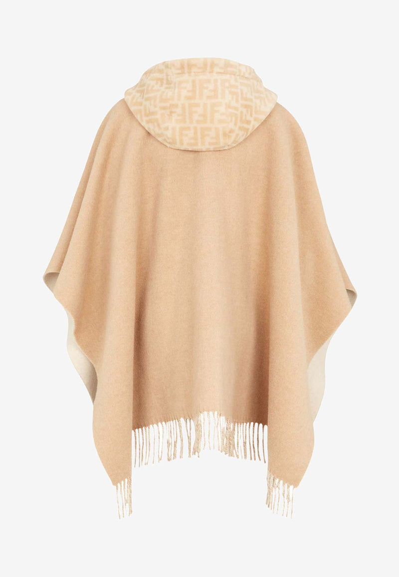 Fendi Wool-Blend Hooded Poncho Beige FXT497A2OH_F0AX0