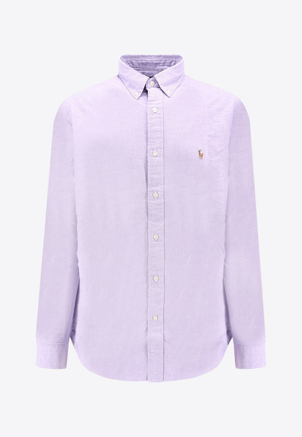 Polo Ralph Lauren Logo Embroidered Long-Sleeved Shirt Lilac 710805562_001