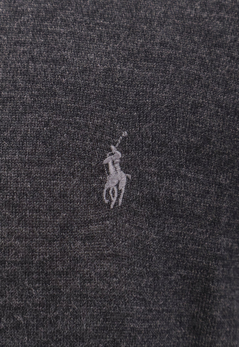 Polo Ralph Lauren Logo Embroidered Wool Sweater Gray 710946143_003