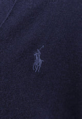 Polo Ralph Lauren Logo Embroidered Wool Cardigan Blue 710946144_001