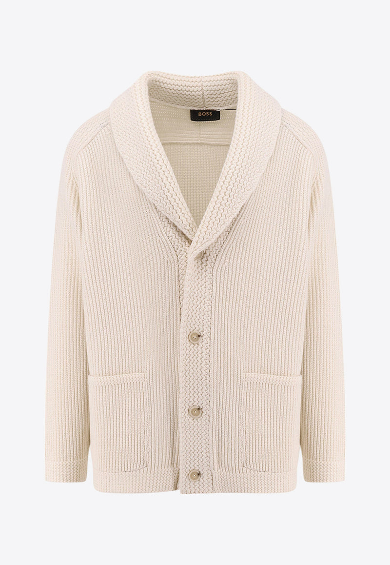 Hugo Boss V-neck Knitted Cardigan White 50527011_118