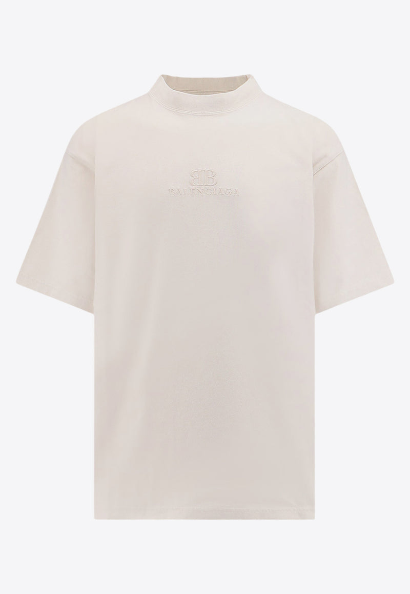 Balenciaga Embroidered BB Classic T-shirt Cream 764235TQVS8_9121