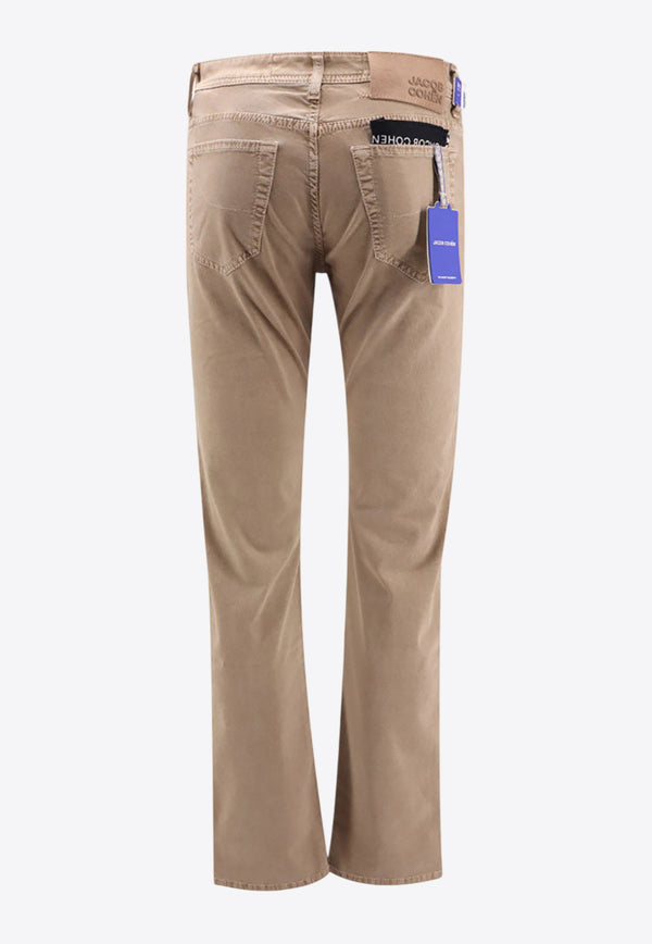 Jacob Cohen Logo Patch Straight-Leg Pants Beige UQE0436S3651_D90