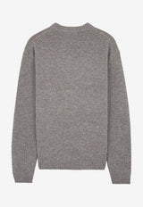 Maison Kitsuné Intarsia Knit Foxy Wool Sweater Gray NM00809KH0002_H131