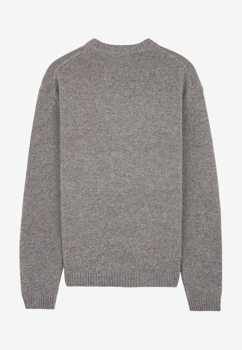 Maison Kitsuné Intarsia Knit Foxy Wool Sweater Gray NM00809KH0002_H131