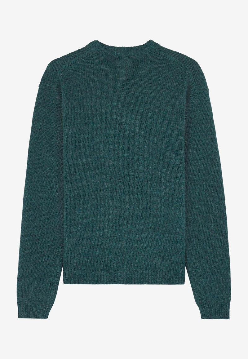 Maison Kitsuné Intarsia Knit Foxy Wool Sweater Green NM00809KH0002_P379