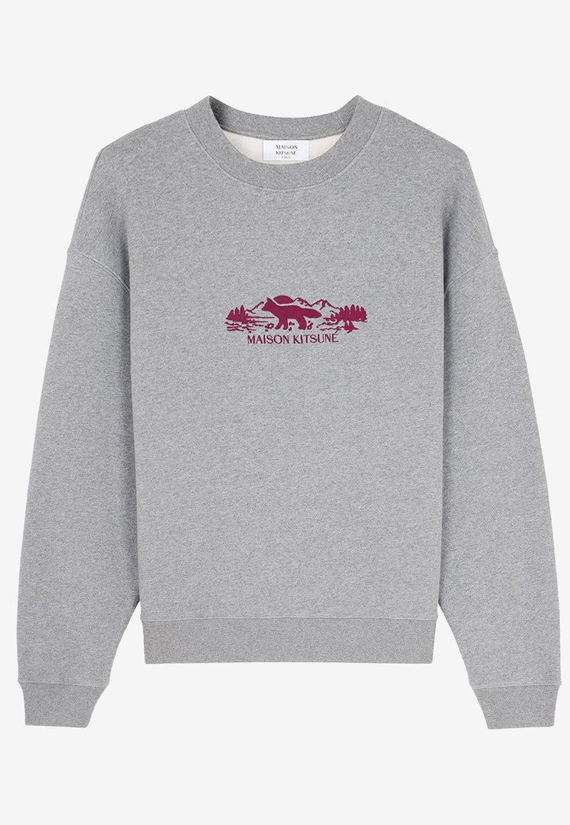 Maison Kitsuné Embroidered Logo Sweatshirt Gray NM00308KM0307_H131