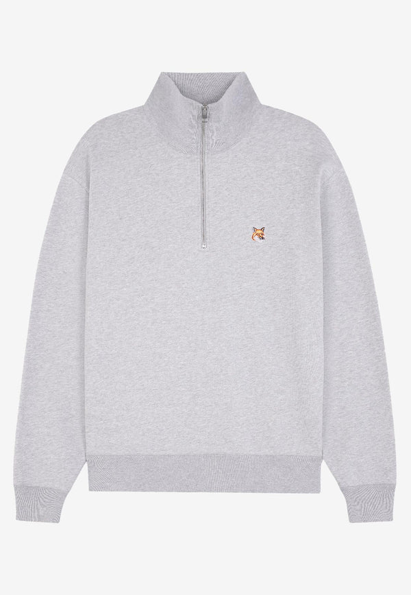 Maison Kitsuné Fox Head Patch Half-Zip Sweatshirt Gray MM00314KM0001_H120