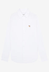 Maison Kitsuné Fox Head Patch Long-Sleeved Oxford Shirt White MM00413WC5012_P100