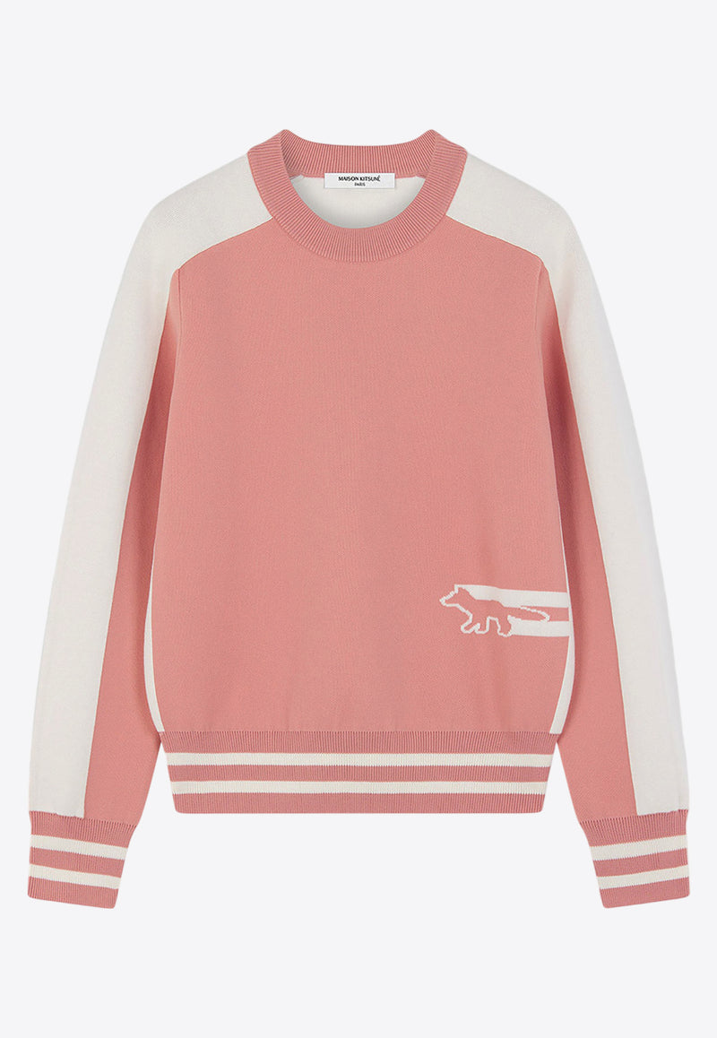 Maison Kitsune Fox Inlay Crewneck Sweatshirt Pink NW00803KM0327_P634