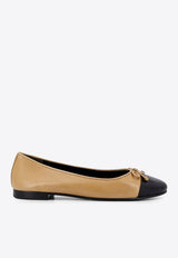 Tory Burch Cap-Toe Leather Ballet Flats Beige 154513_200