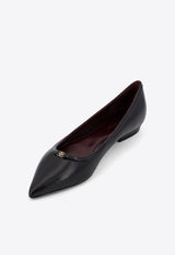 Tory Burch Double T Leather Pointed-Toe Flats Black 160235_006