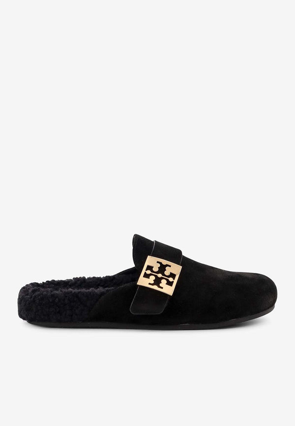 Tory Burch Logo-Plaque Suede Slippers Black 163612_004