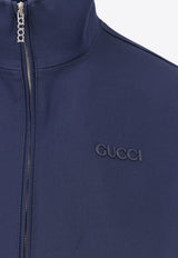 Gucci Logo Embroidered Zip-Up Jacket Blue 792356ZAQAL_4440