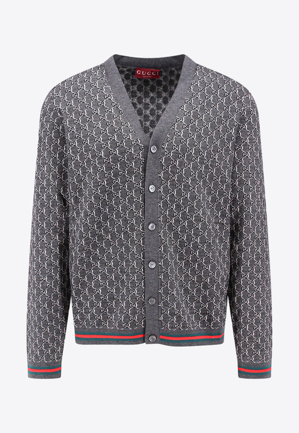 Gucci GG Monogram Wool Cardigan Gray 801702XKEAN_1026