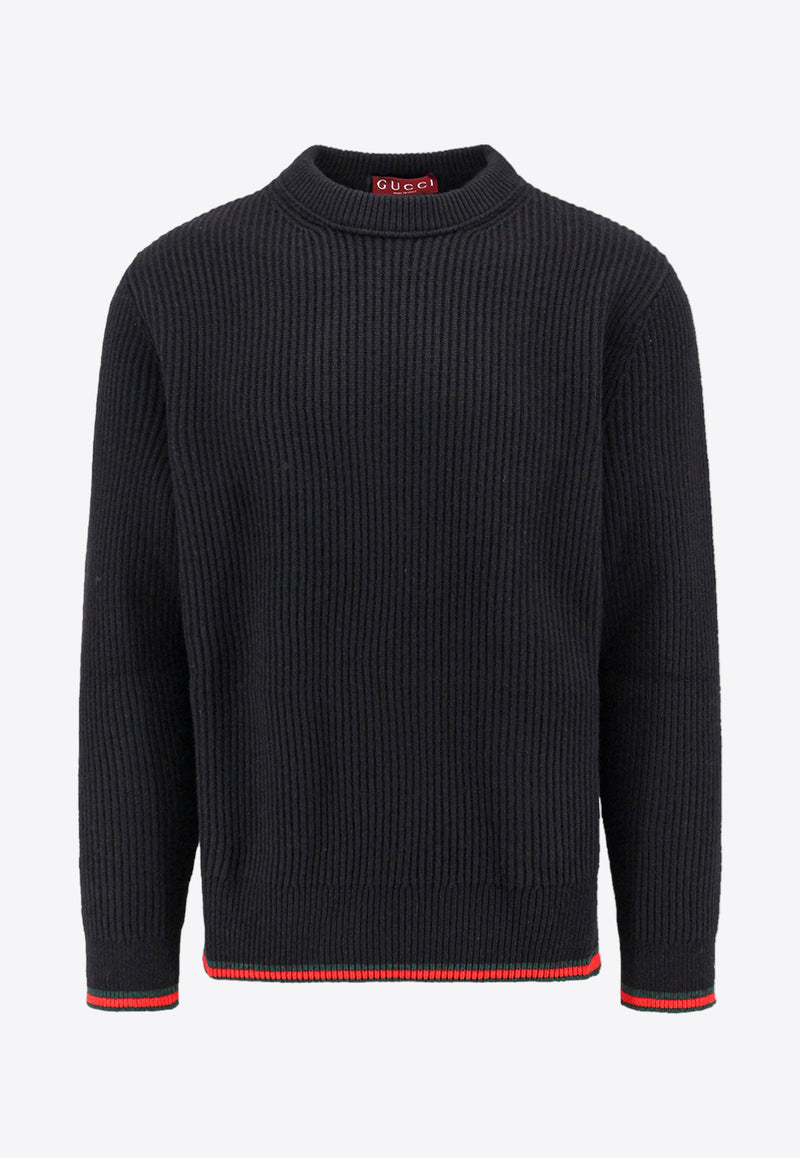 Gucci Rib Knit Wool-Blend Sweater Black 801692XKD96_1060