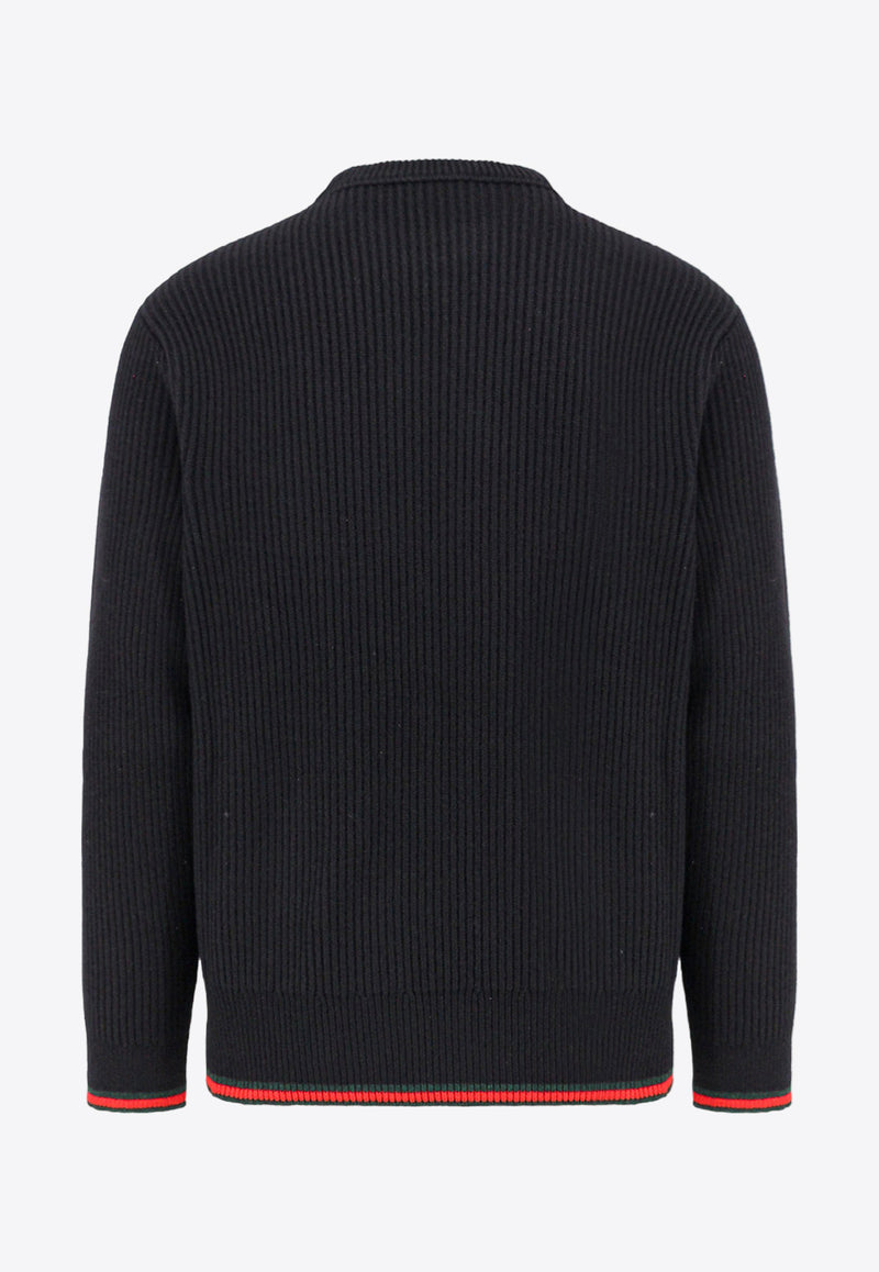 Gucci Rib Knit Wool-Blend Sweater Black 801692XKD96_1060