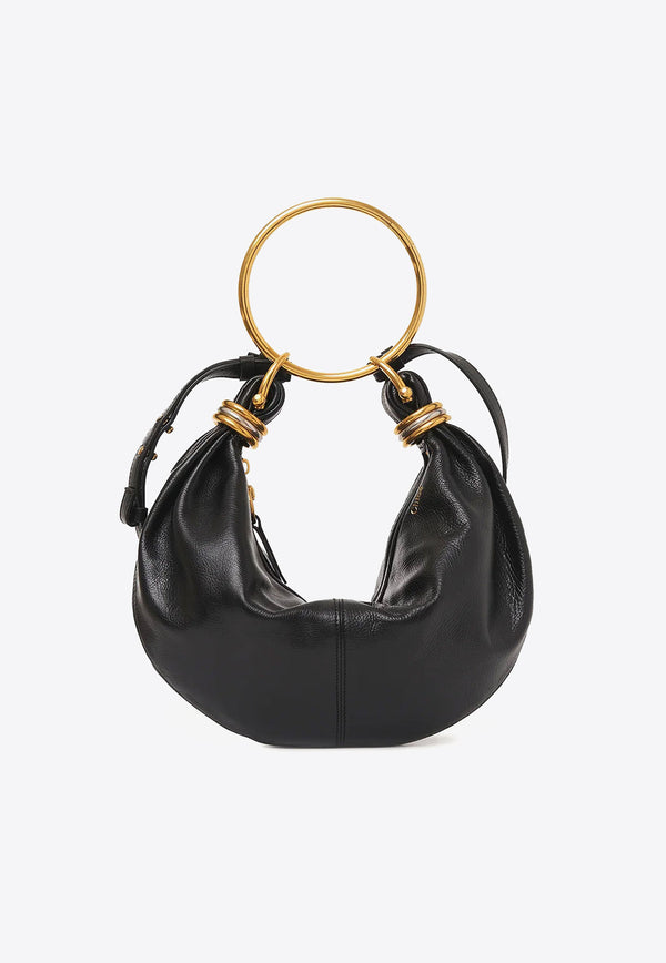 Chloé  Small Bracelet Grained Leather Hobo Bag Black C24AS611N72_001