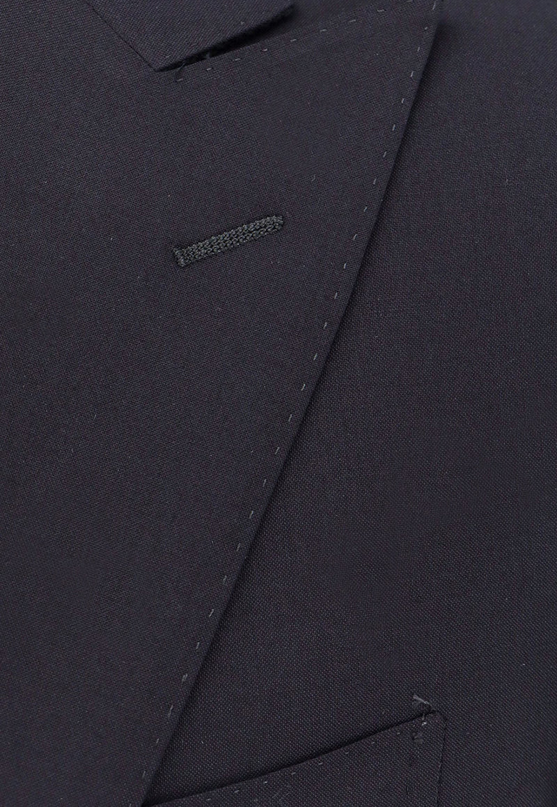 Corneliani Single-Breasted Wool Suit Black 9378059318414_001