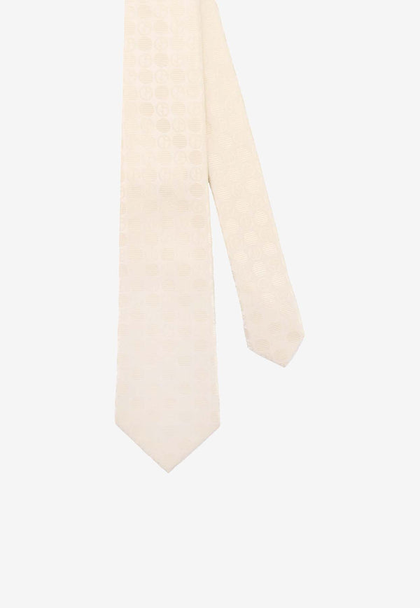 Giorgio Armani Logo Jacquard Silk Tie White 3600544F932_00017