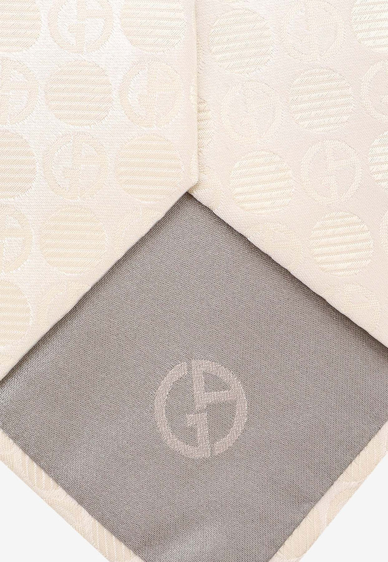 Giorgio Armani Logo Jacquard Silk Tie White 3600544F932_00017