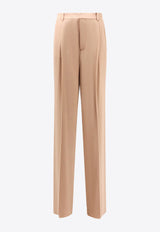 Saint Laurent High-Waist Silk Tailored Pants Brown 806809Y7I21_2141