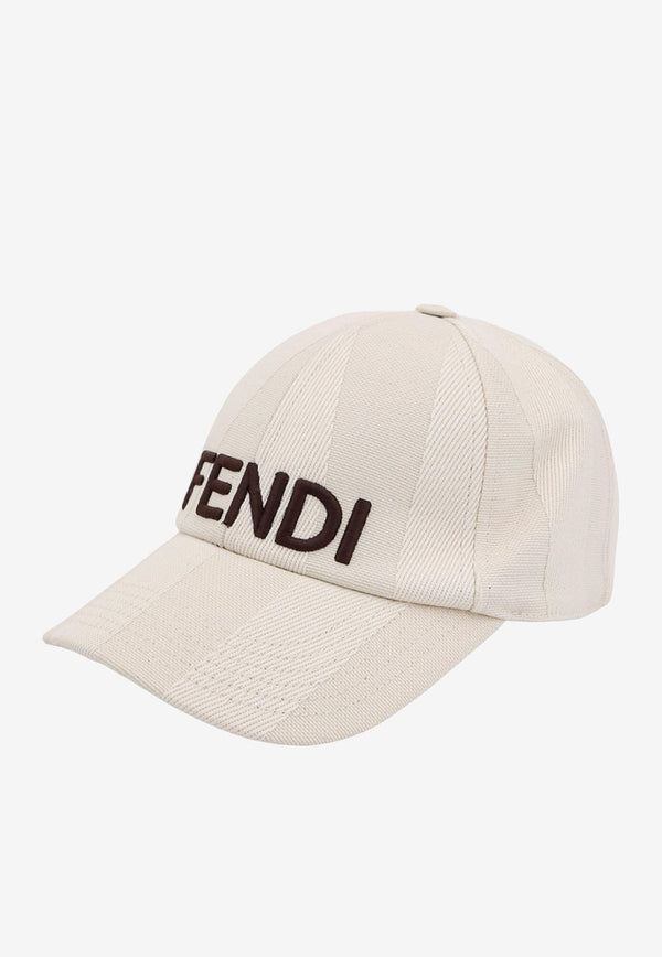 Fendi Logo Embroidered Baseball Cap Cream FXQ380ASQL_F0QB9