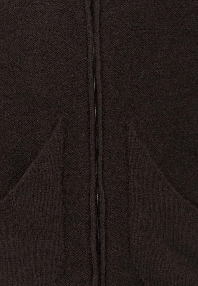 ROA Wool-Blend Zipped Cardigan Brown RBMW0287YA22_BRW0001