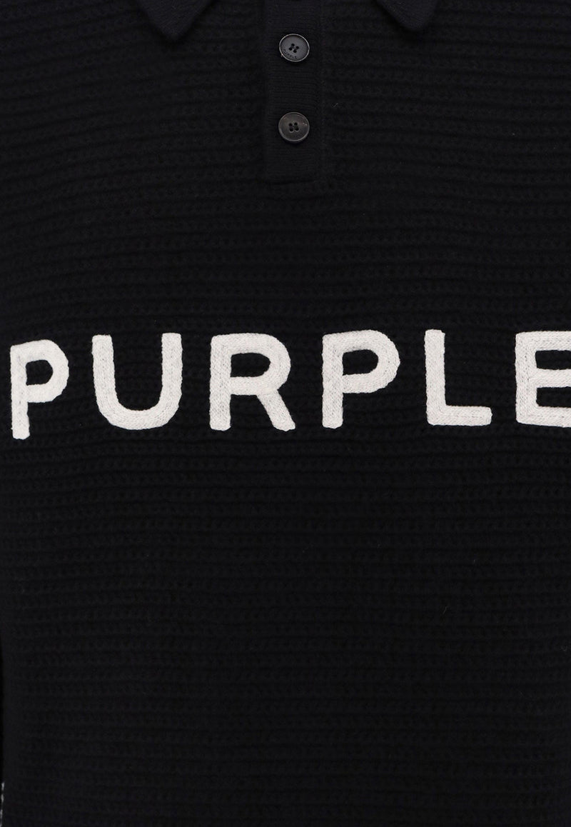 Purple Brand Logo Print Polo Sweater Black M7033EWBB424_BLACK