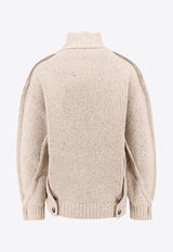 Bottega Veneta High-Neck Knitted Wool Sweater Beige 802130V4O10_9217