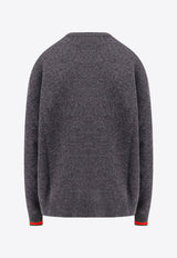 Gucci Web-Trimmed Wool and Cashmere Sweater Gray 810341XKEFL_1185