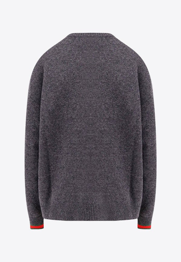 Gucci Web-Trimmed Wool and Cashmere Sweater Gray 810341XKEFL_1185