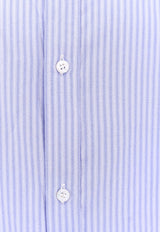 Balenciaga Striped Long-Sleeved Relaxed Shirt Light Blue 809007TRLE9_4640