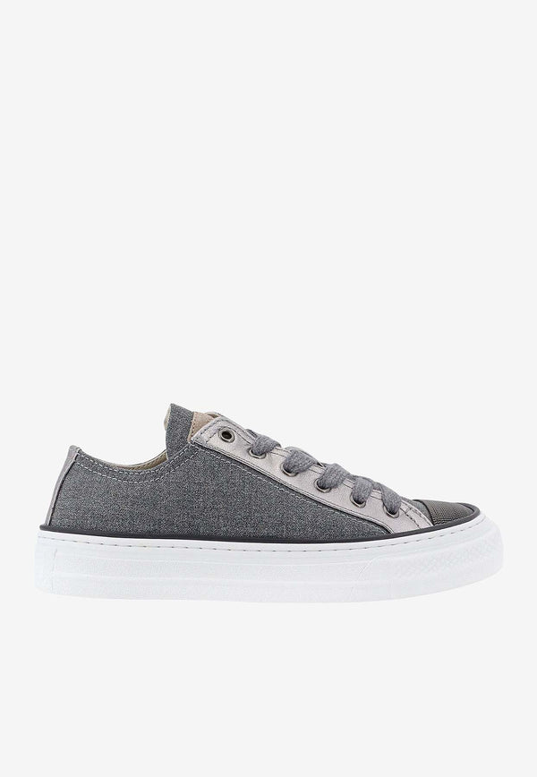 Brunello Cucinelli Monili Embellished Paneled Sneakers Gray MZ25G2760P_C006