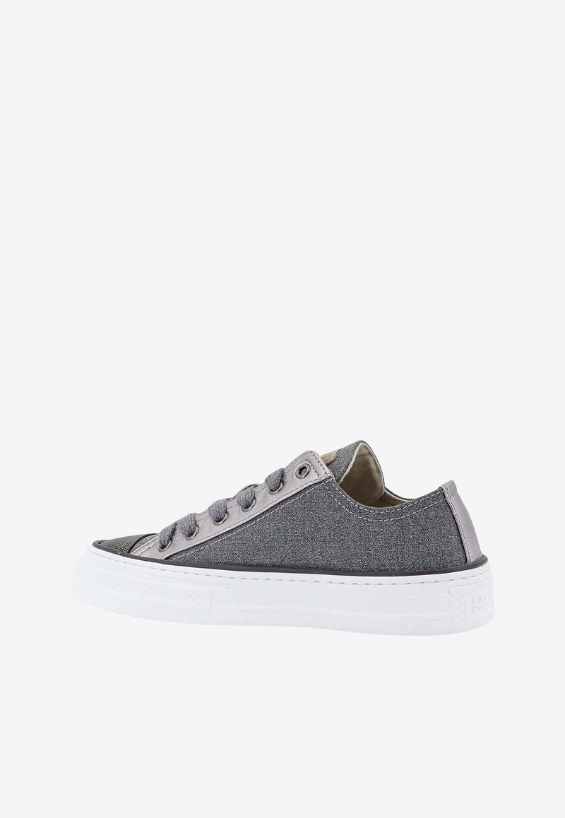 Brunello Cucinelli Monili Embellished Paneled Sneakers Gray MZ25G2760P_C006